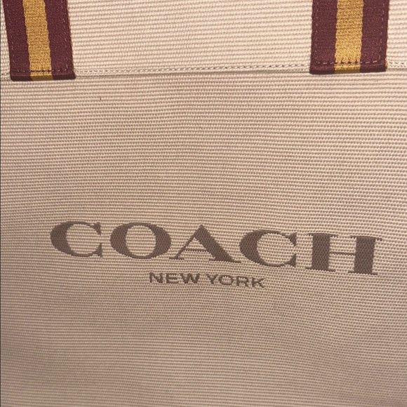 Coach Cream and Tan Canvas Tote Bag with Brown Accents - Picture 3 of 10